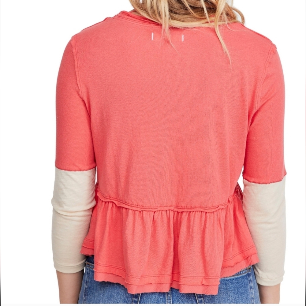 We The Free By Free People Colorblock Top Size S Camelia Combo - Picture 2 of 10